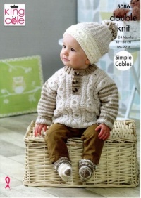 Knitting Pattern - King Cole 5086 - Cherish DK - Baby Sweaters, Hats & Socks